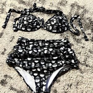 Swim Suit Skull Black and White Bikini